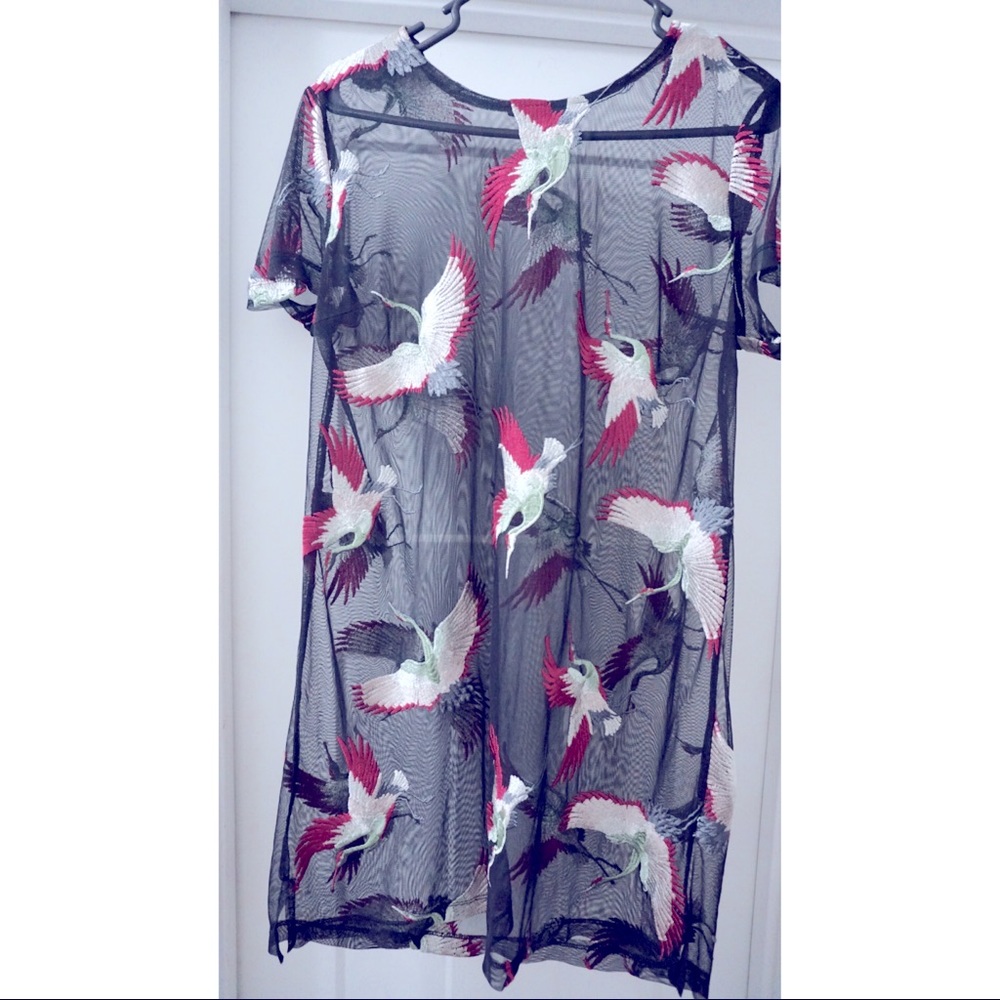 Longline sheer short sleeve shirt